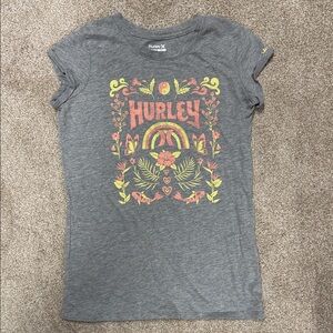 Hurley Gray Girls Tee with Colorful Graphic size XL